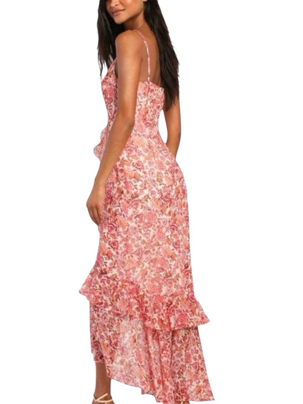 Lulus Always Enchanting  Pink Floral metallic dress - Picture 2 of 15